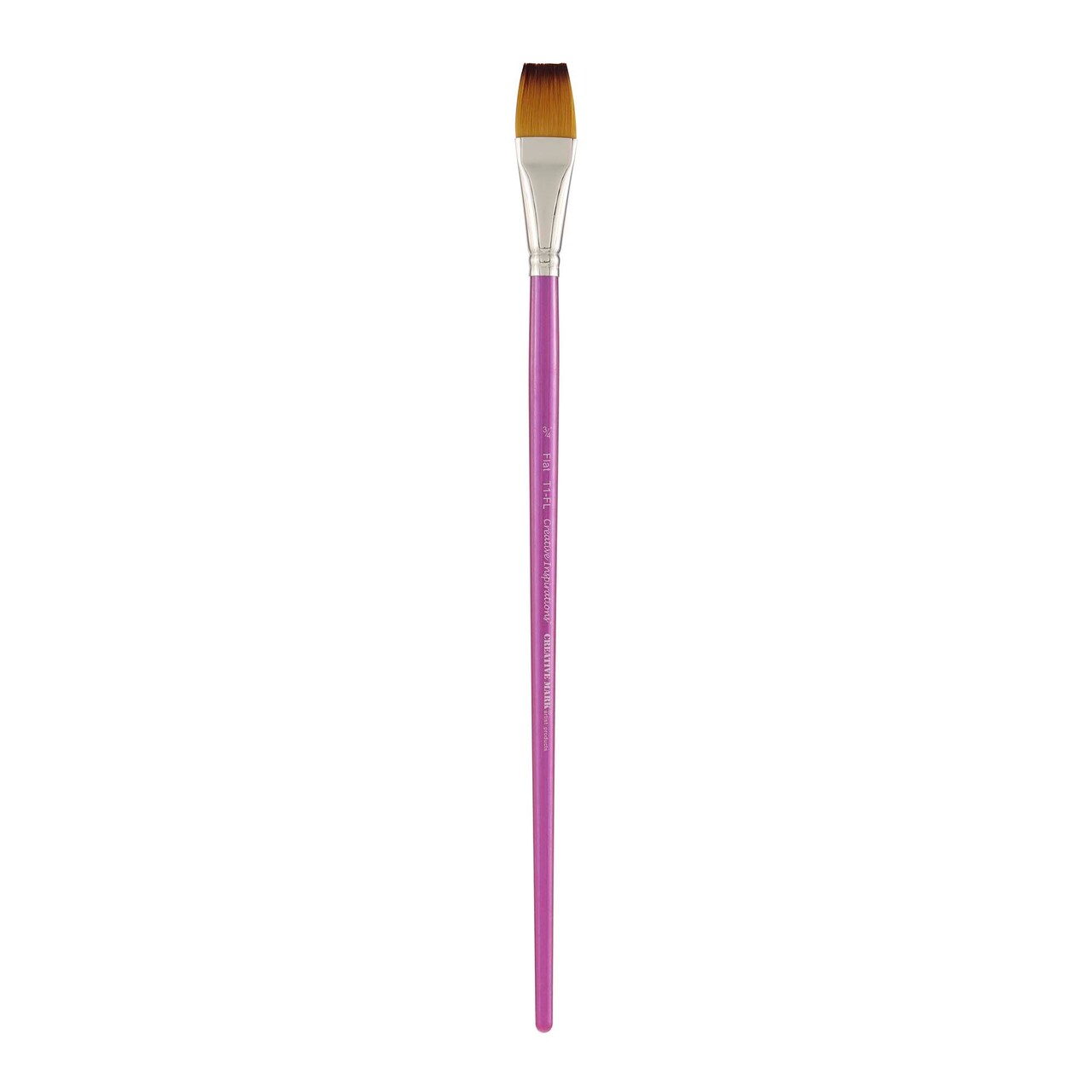 Creative Inspirations Dura-Handle Flat Long Handle Paint Brush - Solid Resin Handle, Synthetic Taklon Paint Brushes, Flat Brush for Oils, Acrylics, Watercolors - Handles Will Not Chip or Crack